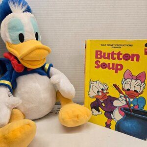 Hard to find Button Soup Vintage Disney Book and plush Donald Duck.